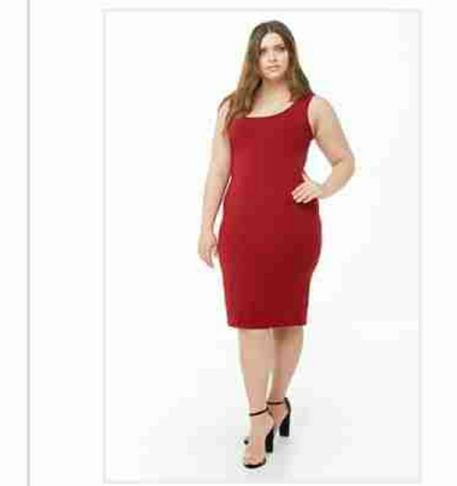 NWT Forever 21 Red Square Neck Tan Dress